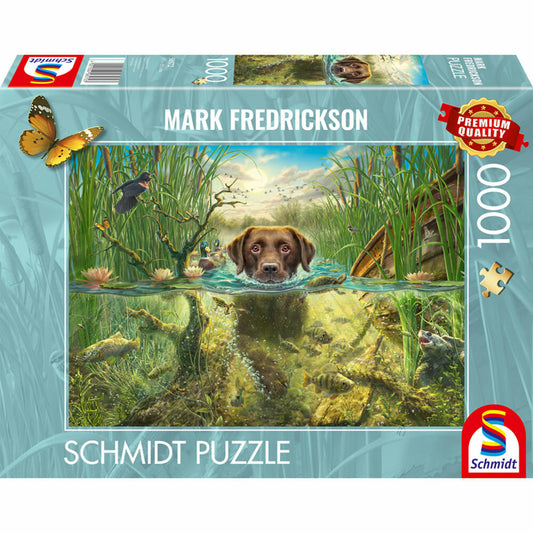 Schmidt Spiele Hundeliebe, brauner Labrador im kühlen Nass, Mark Frederickson, Puzzle, Erwachsenenpuzzle, 1000 Teile, 58572