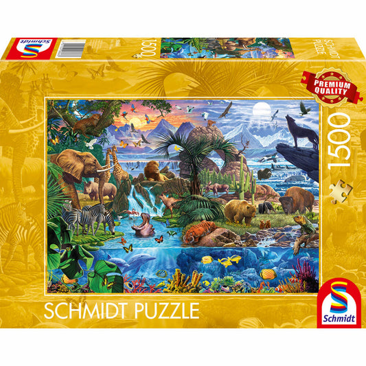 Schmidt Spiele Panorama der Tierwelt, Puzzle, Erwachsenenpuzzle, Standard, 1500 Teile, 58866