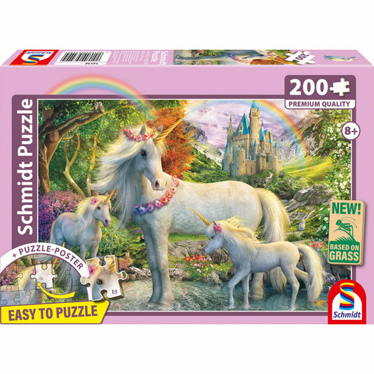 Schmidt Spiele Einhornstute mit zwei Fohlen, Puzzle, Kinderpuzzle, 200 Teile, ab 8 Jahren, 56540