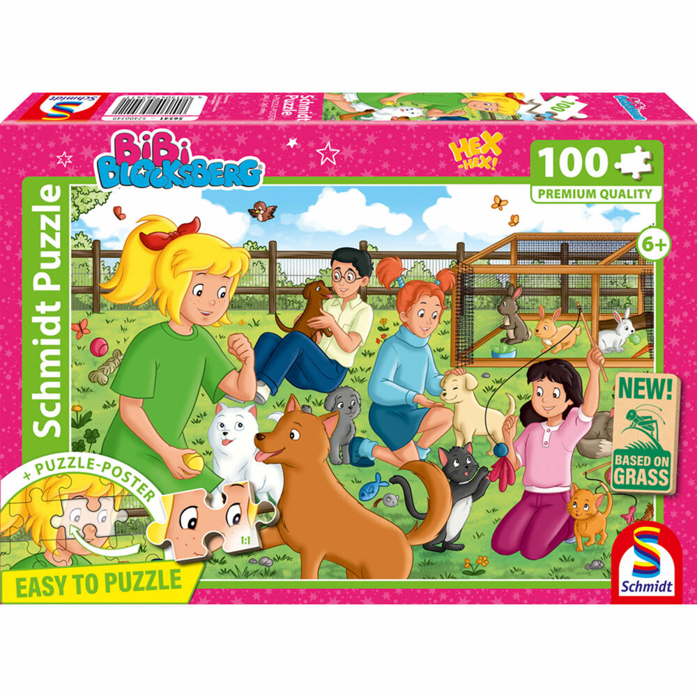 Schmidt Spiele Bibi Blocksberg Tierpension, Puzzle, Kinderpuzzle, 100 Teile, ab 6 Jahren, 56541