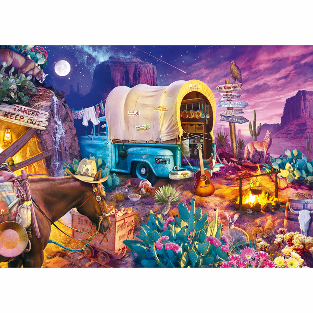 Schmidt Spiele Romantisches Wildwest-Camping, Jeff Haynie, Puzzle, Erwachsenenpuzzle, 1000 Teile, 58576