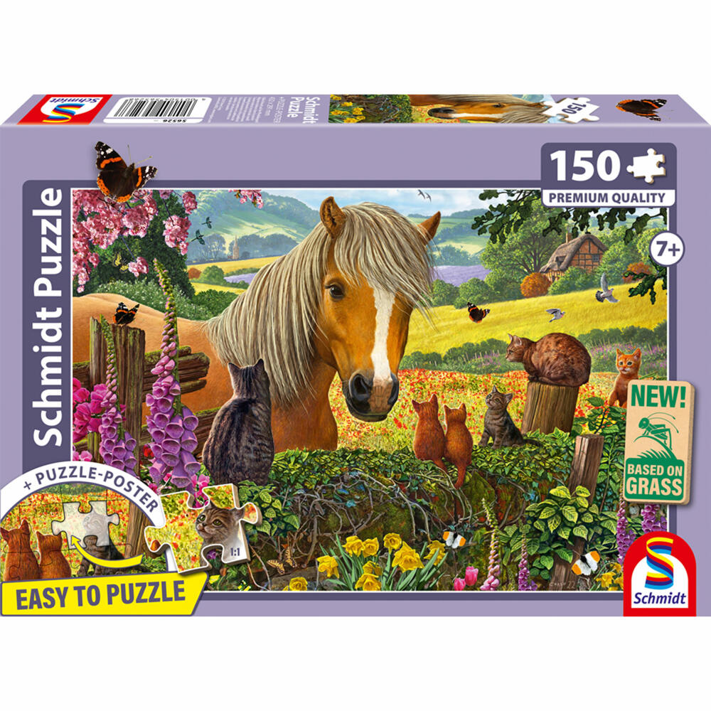 Schmidt Spiele Süßer Besuch auf der Pferdekoppel, Puzzle, Kinderpuzzle, 150 Teile, ab 7 Jahren, 56526