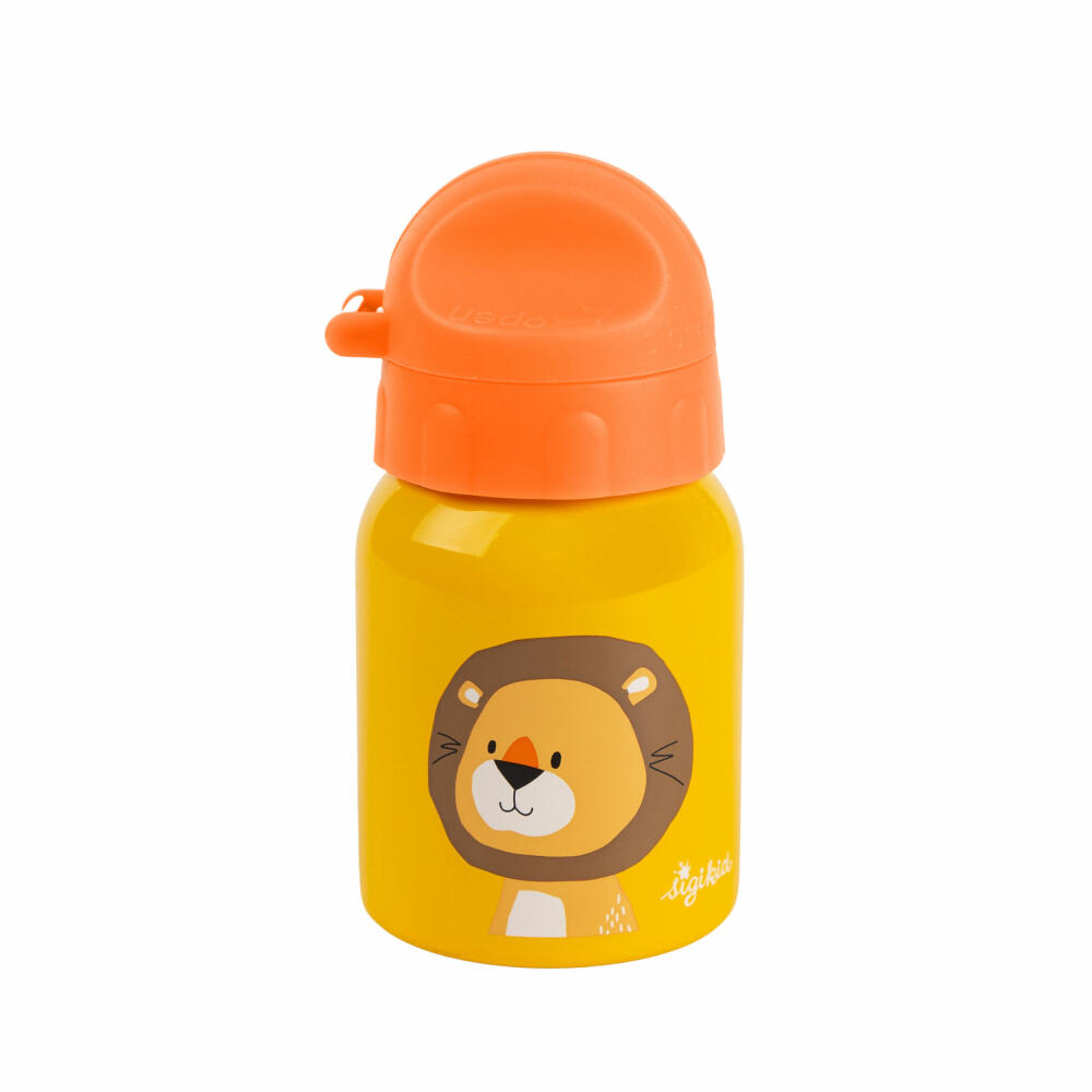 sigikid Trinkflasche Löwe, Kindertrinkflasche, Kinder Flasche, Wasserflasche, Edelstahl, Gelb, 250 ml, 25115
