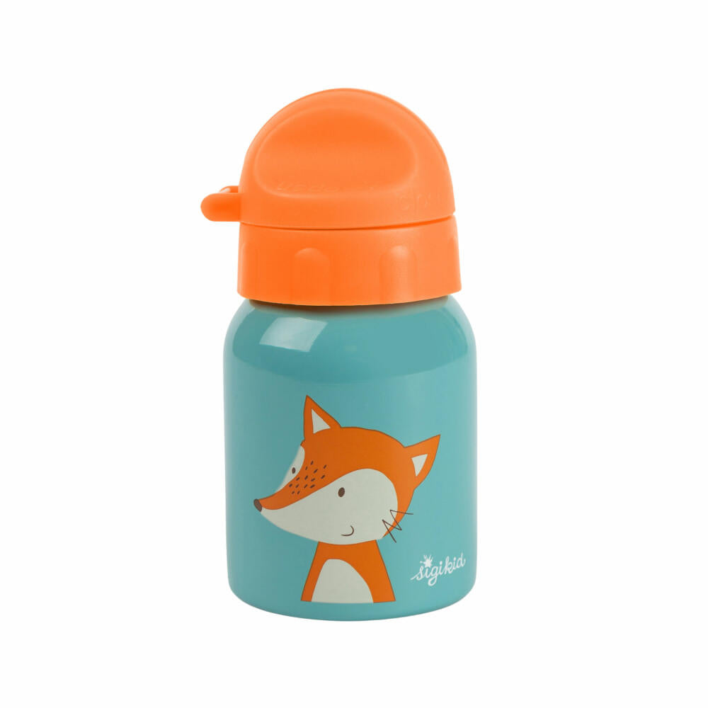 sigikid Edelstahl Trinkflasche Fuchs, Wasserflasche, Kindertrinkflasche, Kinder Flasche, Blau, 250 ml, 24994
