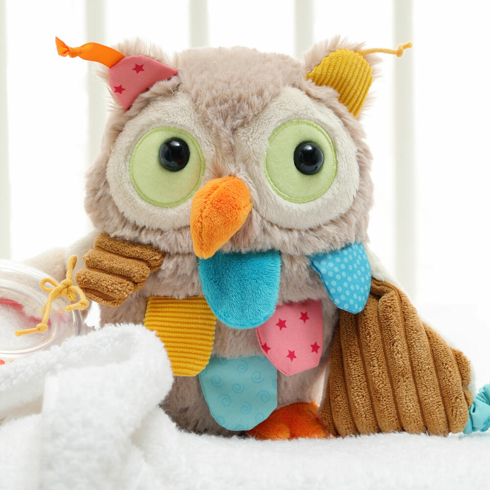 sigikid PlayQ Aktiv-Eule, Greifling, Vibrationsrassel, Rassel, Babyspielzeug, Baby Spielzeug, Polyester, H 20 cm, 42185