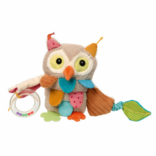 sigikid PlayQ Aktiv-Eule, Greifling, Vibrationsrassel, Rassel, Babyspielzeug, Baby Spielzeug, Polyester, H 20 cm, 42185