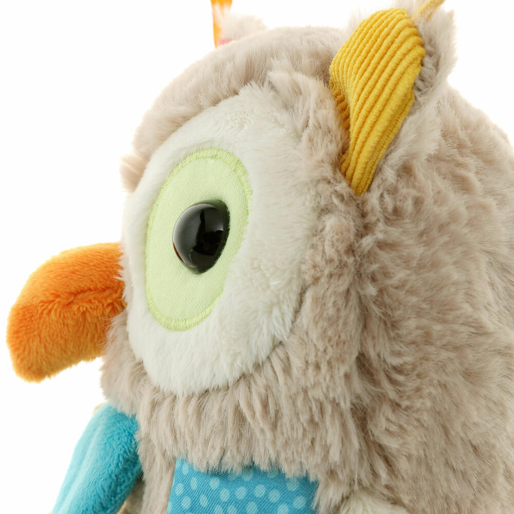 sigikid PlayQ Aktiv-Eule, Greifling, Vibrationsrassel, Rassel, Babyspielzeug, Baby Spielzeug, Polyester, H 20 cm, 42185