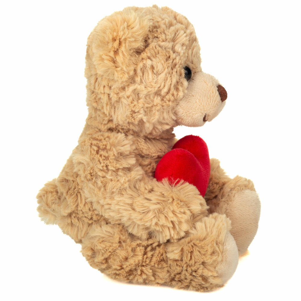 Teddy Hermann Teddy mit Herz, Kuscheltier, Stofftier, Plüschtier, beige, 20 cm, 913313