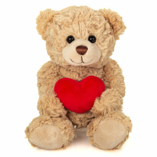 Teddy Hermann Teddy mit Herz, Kuscheltier, Stofftier, Plüschtier, beige, 20 cm, 913313