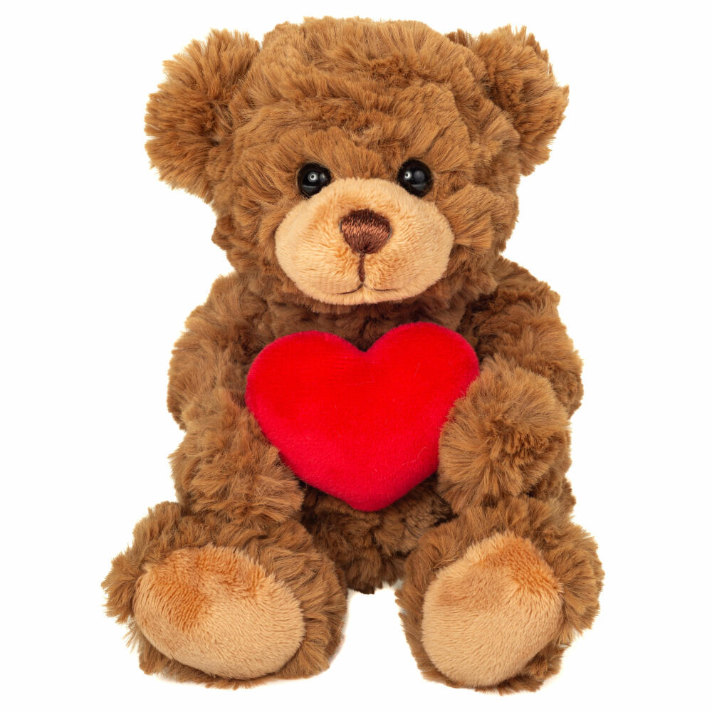 Teddy Hermann Teddy mit Herz, Kuscheltier, Stofftier, Plüschtier, braun, 20 cm, 913306