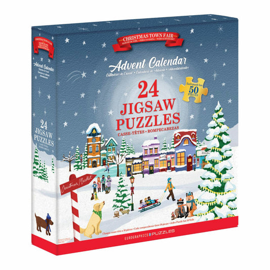 Eurographics Puzzle-Adventskalender Christmas Town Fair, 24 x 50 Teile, 9924-5919