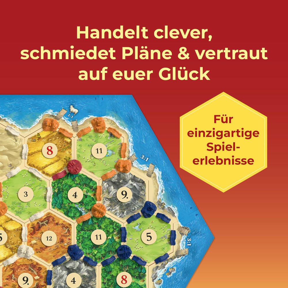 KOSMOS CATAN Das Spiel, Strategiespiel, Gesellschaftsspiel, Neuauflage, ab 10 Jahren, 684655