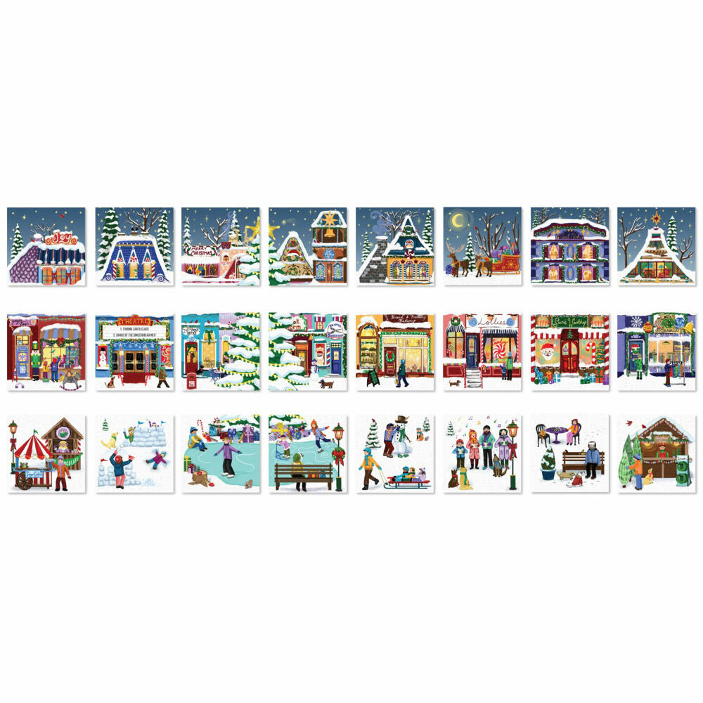 Eurographics Puzzle-Adventskalender Christmas Town Fair, 24 x 50 Teile, 9924-5919