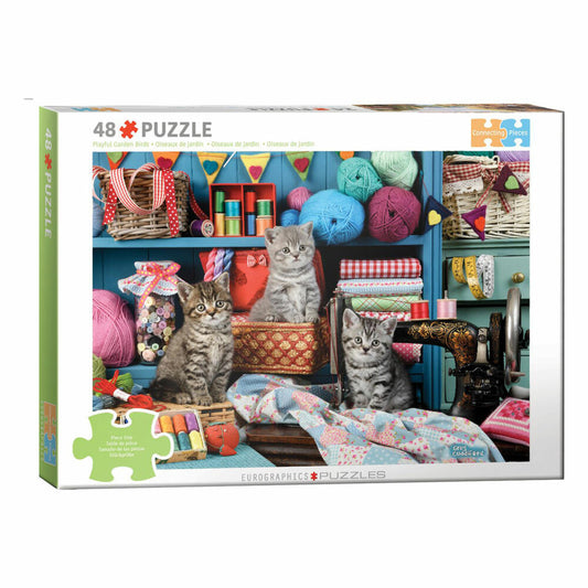 Eurographics Puzzle Kittens in the Sewing Room, Kätzchen - Greg Cuddiford, 48 Teile, 6748-6020