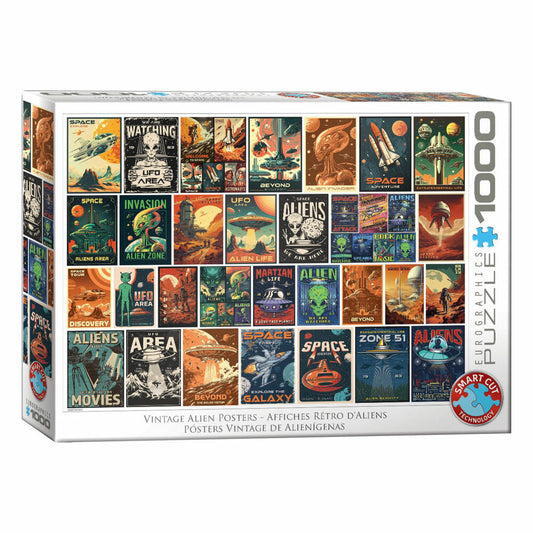 Eurographics Puzzle Außerirdische Poster, Alien Invasion Collage, 1000 Teile, 6000-5927