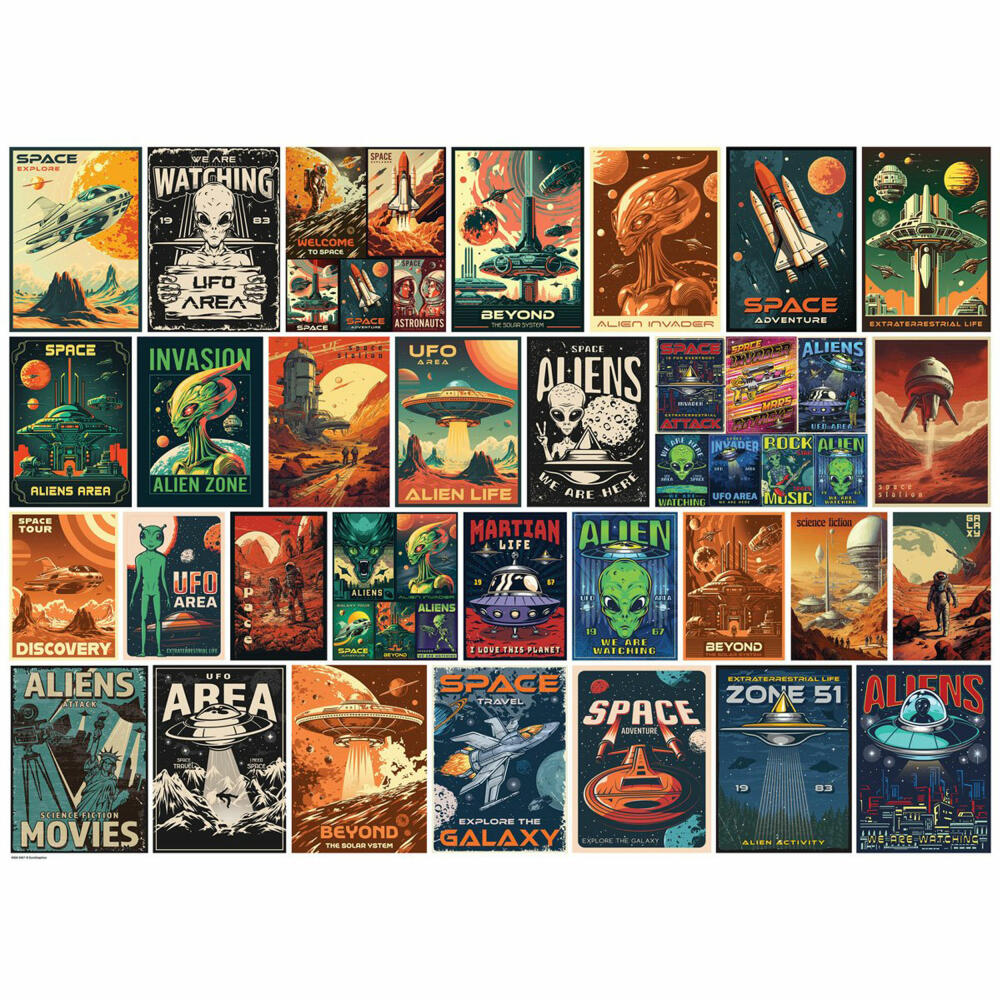Eurographics Puzzle Außerirdische Poster, Alien Invasion Collage, 1000 Teile, 6000-5927