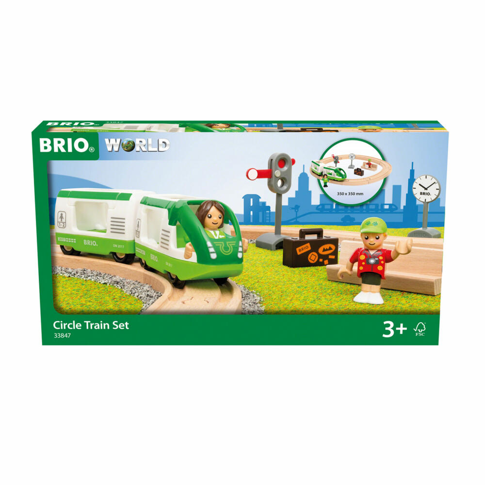 BRIO World Starter Set Passenger Train, 16 pcs., Wooden Railway, Wooden Railway, Railway Set, Tracks, Locomotive, 33847