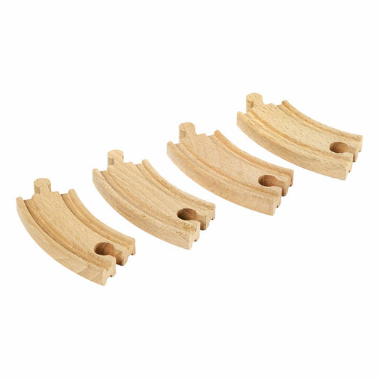 BRIO Kurze Gebogene Gleise, 4-tlg., Zubehör für die Holzeisenbahn, Eisenbahn, Holzspielzeug, Holz Spielzeug, 33337