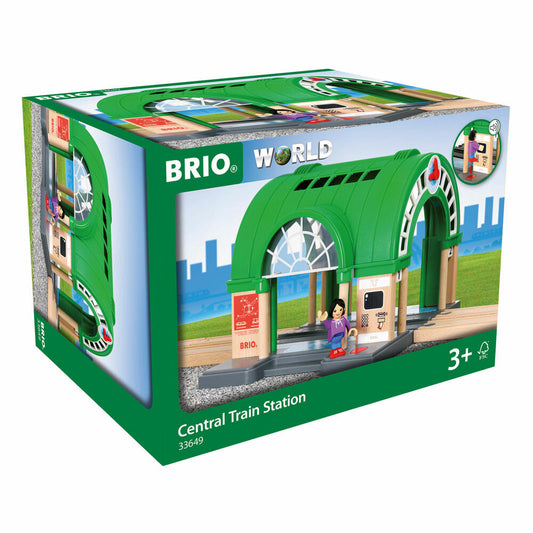 BRIO Großer Hauptbahnhof mit Ticketautomat, Zubehör für die Holzeisenbahn, Spielzeug, Holzspielzeug, Mehrfarbig, Holz / Kunststoff, 17.7 cm, 33649