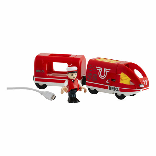 BRIO Roter Akku-Reisezug, 4-tlg., Zubehör für die Holzeisenbahn, Eisenbahn, Holzspielzeug, Holz Spielzeug, 33746