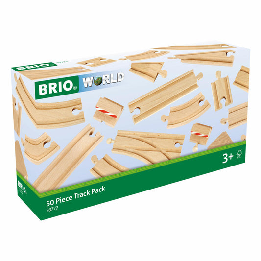 BRIO Großes Schienensortiment 50-teilig, Zubehör für die Holzeisenbahn, Schienen, Holzspielzeug, Holz, 33772