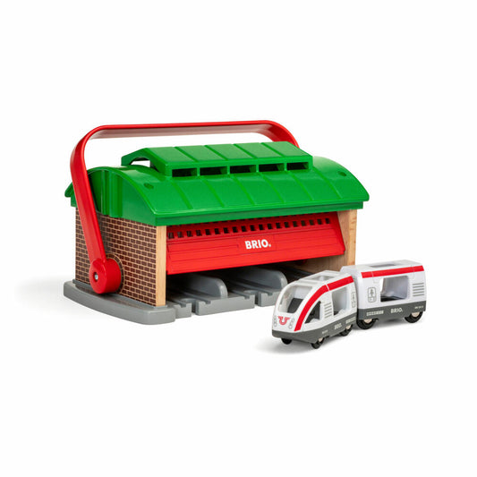 Brio Mitnehm-Lokschuppen mit Reisezug, 3-tlg., Schuppen, Eisenbahn, Holzeisenbahn, Zubehör, Spielzeug, 33474