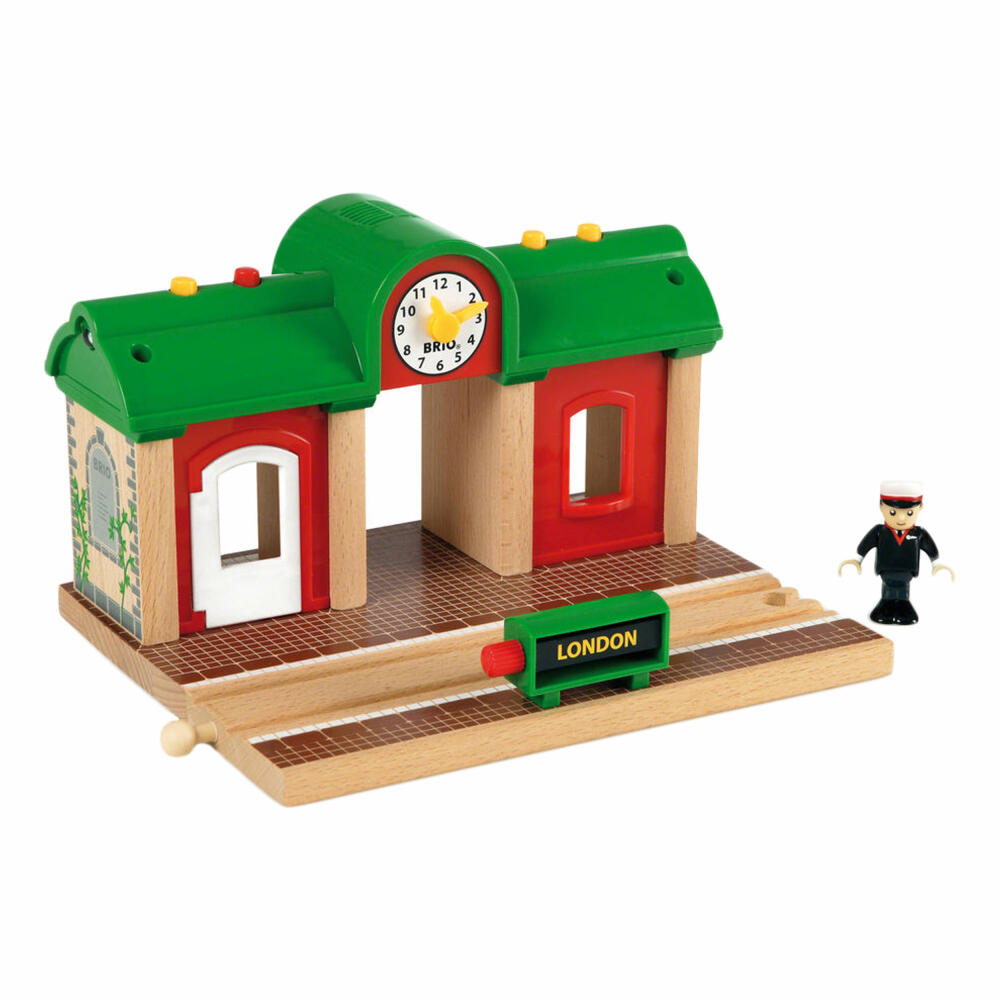 BRIO Spechender Bahnhof, 2-tlg., Zubehör für die Holzeisenbahn, Eisenbahn, Holzspielzeug, Holz Spielzeug, 33578
