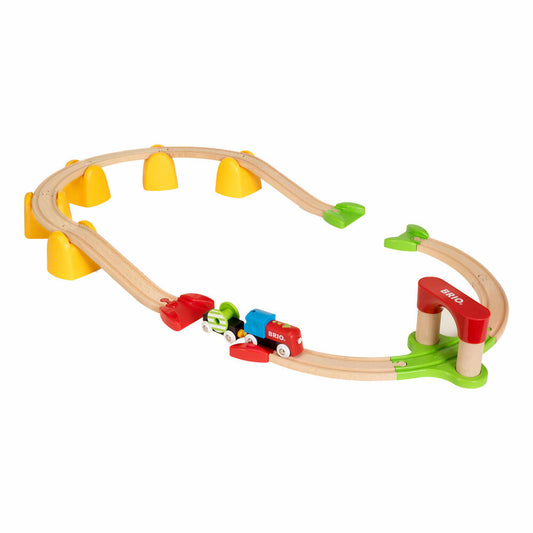 BRIO My First Railway Set with Battery-Powered Locomotive, 25 pcs., Accessories for the Wooden Railway, Wooden Toys, Wooden Toys, 33710