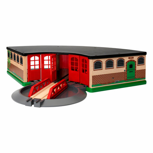 BRIO Großer Ringlokschuppen, 2-tlg., Zubehör für die Holzeisenbahn, Eisenbahn, Holzspielzeug, Holz Spielzeug, 33736
