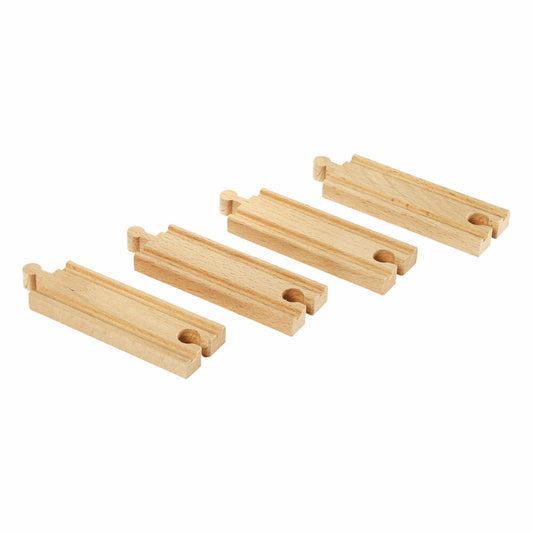 BRIO Kurze Gerade Gleise, 4-tlg., Zubehör für die Holzeisenbahn, Eisenbahn, Holzspielzeug, Holz Spielzeug, 33334