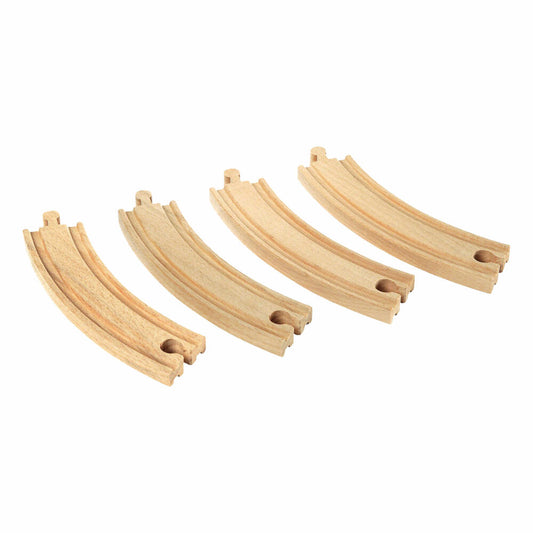 BRIO Lange Gebogene Gleise, 4-tlg., Zubehör für die Holzeisenbahn, Eisenbahn, Holzspielzeug, Holz Spielzeug, 33342