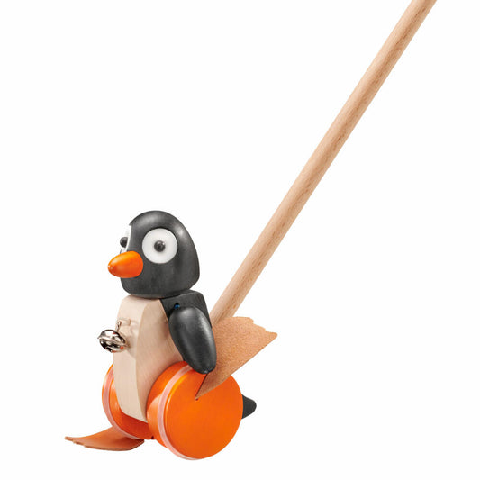 Selecta Toddler World Pingo Push-along Figure, Push-along Figure, Waddling Penguin, Wooden Toy, 62071