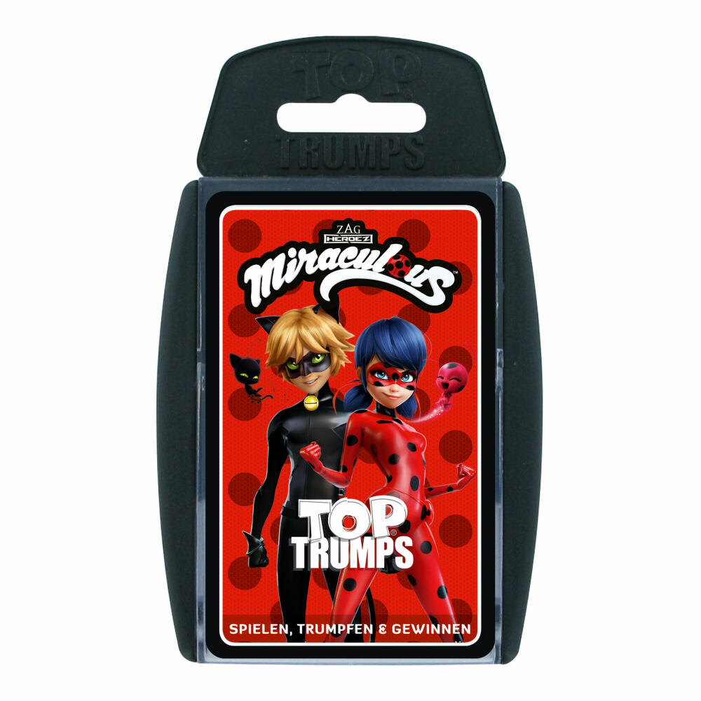 Winning Moves Top Trumps Miraculous Lady Bug & Cat Noir, Kartenspiel, Trumpfspiel, Quartett, Karten Spiel, 63506
