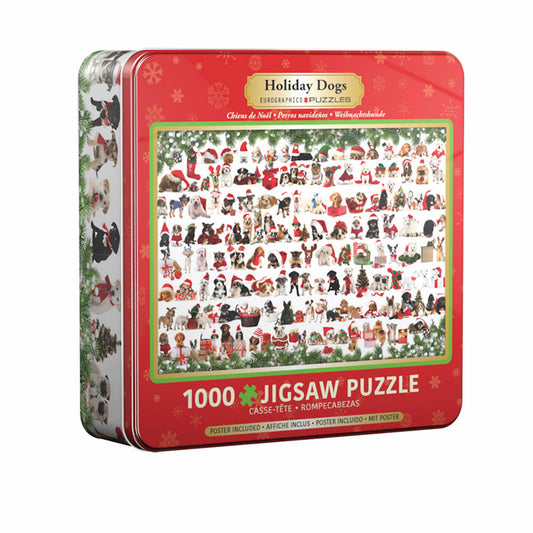Eurographics Puzzle Holiday Dogs in Blechdose, Smart Cut, 1000 Teile, 48 x 68 cm, 8051-0939