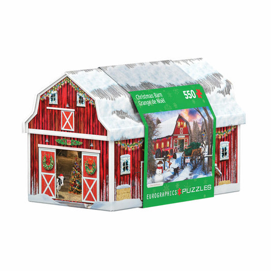 Eurographics Puzzle Christmas Barn in Tin, Smart Cut, Christmas Barn, 550 pieces, 48 ​​x 33 cm, 8551-5665