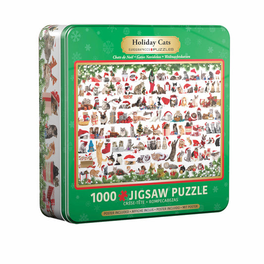 Eurographics Puzzle Holiday Cats in Blechdose, Smart Cut, 1000 Teile, 48 x 68 cm, 8051-0940