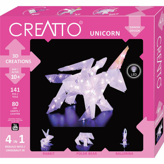 KOSMOS Creatto Einhorn, Bastelset, 3D-Puzzle, Nachtlicht, Leuchtfigur, Dekoration, Puzzle, 03539