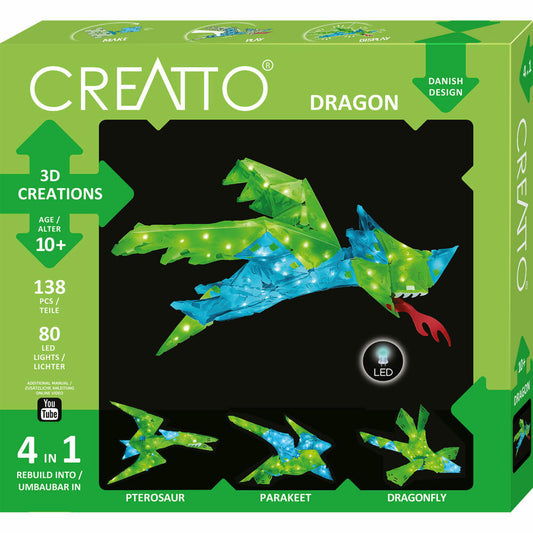 KOSMOS Creatto Drache, Bastelset, 3D-Puzzle, Nachtlicht, Leuchtfigur, Dekoration, Puzzle, 03523