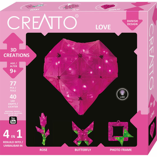 KOSMOS Creatto Herz, Bastelset, 3D-Puzzle, Nachtlicht, Leuchtfigur, Dekoration, Puzzle, 03493