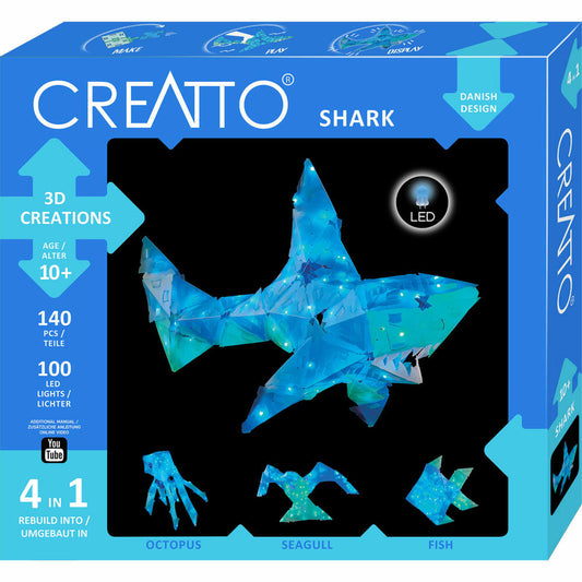 KOSMOS Creatto Hai, Bastelset, 3D-Puzzle, Nachtlicht, Leuchtfigur, Dekoration, Puzzle, 03522