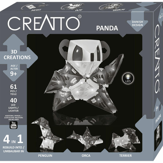 KOSMOS Creatto Panda, craft set, 3D puzzle, night light, luminous figure, decoration, puzzle, 03494