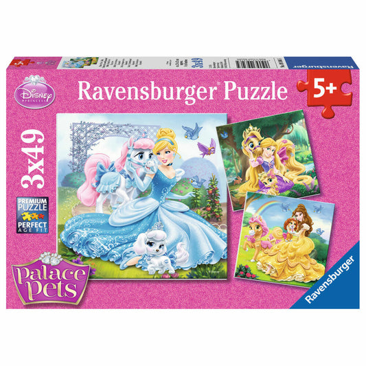 Ravensburger Puzzle Disney Palace Pets Belle, Cinderella and Rapunzel, Children's Puzzle, Laying Game, Children's Game, Puzzle Game, Including Mini Poster, 3 x 49 Pieces, 09346 5