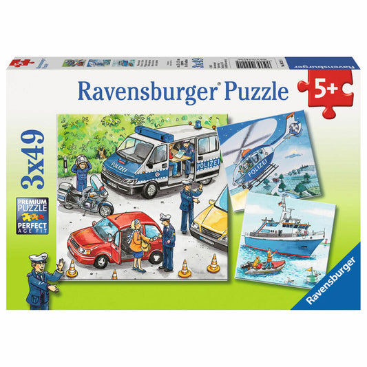Ravensburger Puzzle Police Operation, Children's Puzzle, Laying Game, Children's Game, Puzzle Game, Includes Mini Poster, 3 x 49 Pieces, 09221 5