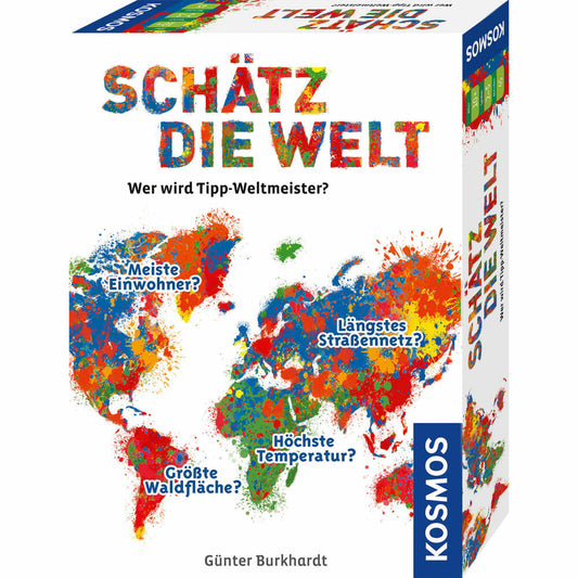 KOSMOS Schätz die Welt, Geografiespiel, Wissensspiel, Brettspiel, Kinderspiel, ab 10 Jahren, 682866