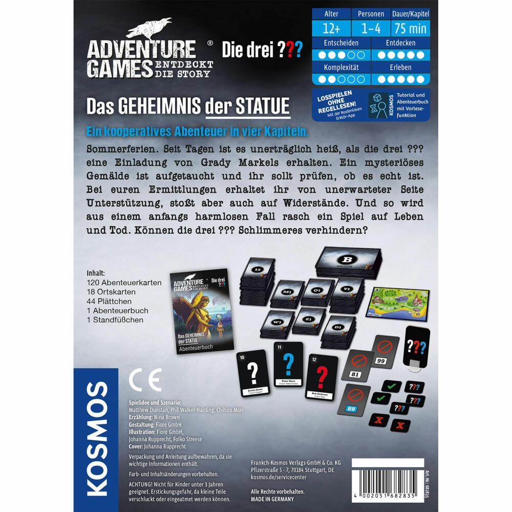 KOSMOS Adventure Games - The Three ??? The Secret of the Statue, Cooperative Adventure Game, Puzzle, Board Game, 682835