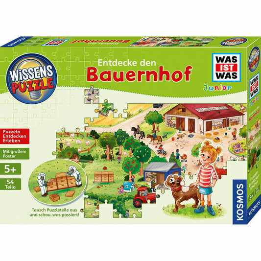 KOSMOS Knowledge Puzzle WHAT IS WHAT Junior - Discover the Farm, Children's Game, Puzzle, Hidden Object, from 5 years, 682651