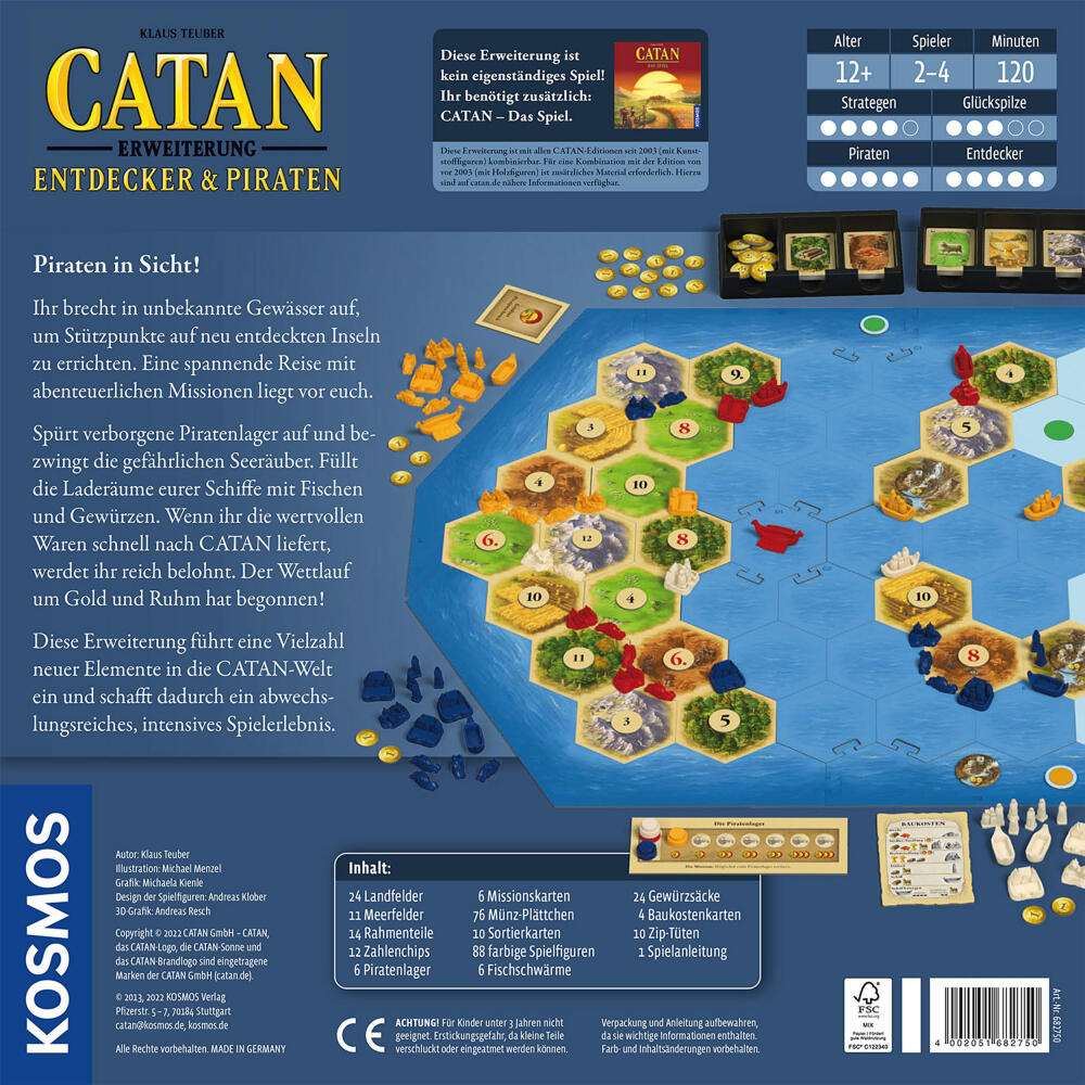 KOSMOS Catan - Expansion Explorers &amp; Pirates, 2 - 4 players, strategy game, board game, 682750
