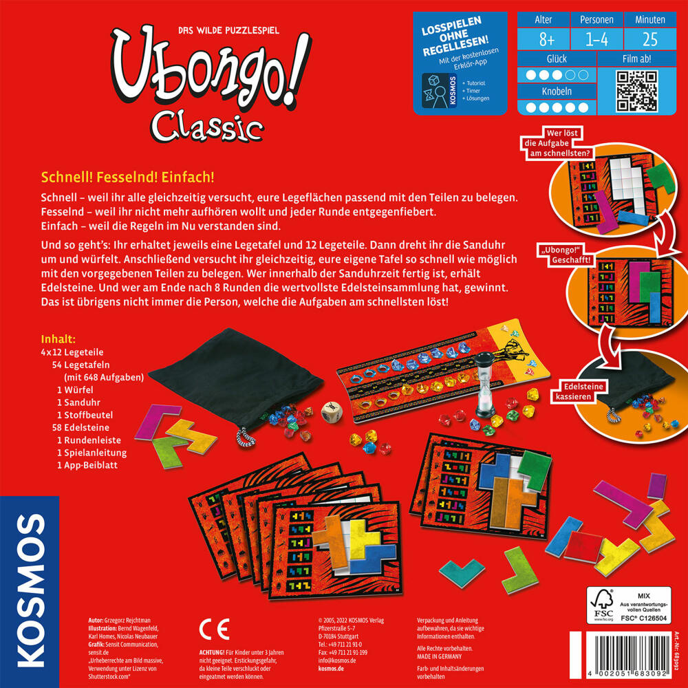 KOSMOS Ubongo! Classic, The wild puzzle game, board game, family game, 683092