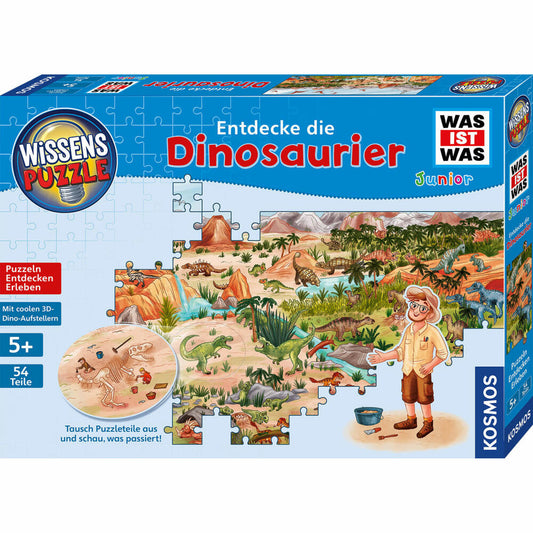 KOSMOS Knowledge Puzzle WHAT IS WHAT Junior - Discover the Dinosaurs, Children's Game, Puzzle, Hidden Object, from 5 years, 682873