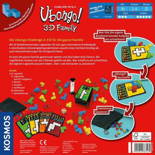 KOSMOS Ubongo! - 3-D Family, Knobelspiel, Logikspiel, Gesellschaftsspiel, Familienspiel, 683160